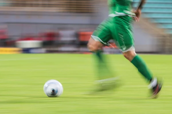 Football Player Runs Ball Match Blurred Motion Due Long Exposure — Stockfoto