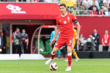 WROCLAW, POLAND - 1 Haziran 2022: UEFA Uluslar Ligi A Grubu 4. Aslında Robert Lewandowski.
