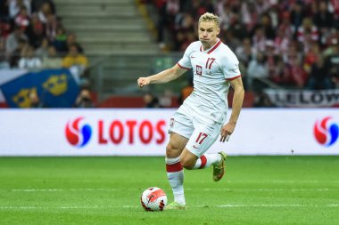 WARSZAWA, POLAND - 14 Haziran 2022: UEFA Uluslar Ligi A grubu 4. Aslında Szymon Zurkowski.