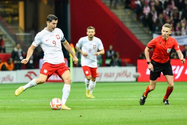 WARSZAWA, POLAND - 22 Eylül 2022: UEFA Uluslar Ligi A grubu 4. Aslında Robert Lewandowski.