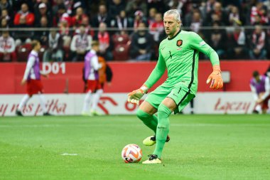 WARSZAWA, POLAND - 22 Eylül 2022: UEFA Uluslar Ligi A grubu 4. Eylem kalecisi Remko Pasveer.