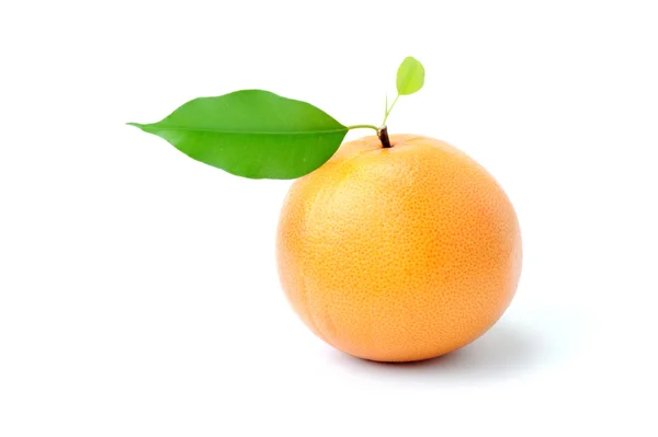 Ripe appetizing grapefruit with leaf — Stock Photo, Image