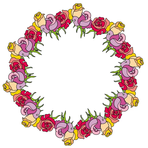 Marco redondo con rosas — Archivo Imágenes Vectoriales