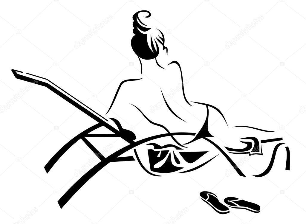 Girl is  resting on a sunbed