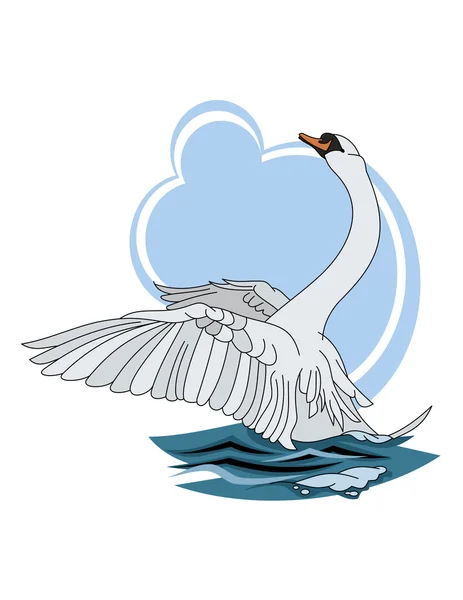 Cisne sobre azul — Vector de stock