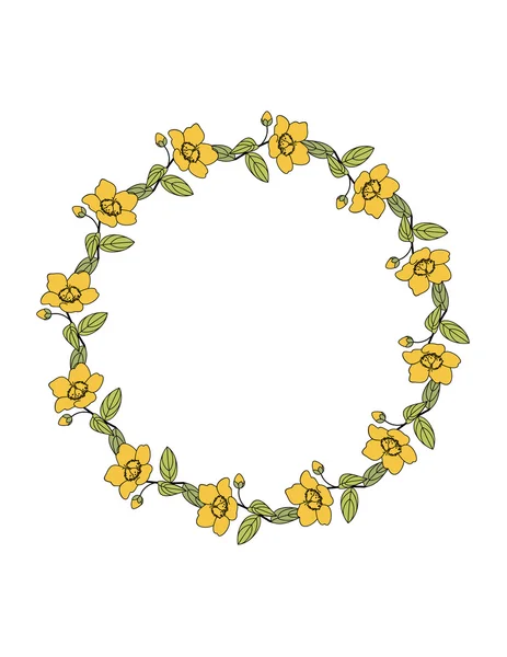 Marco redondo con flores — Archivo Imágenes Vectoriales