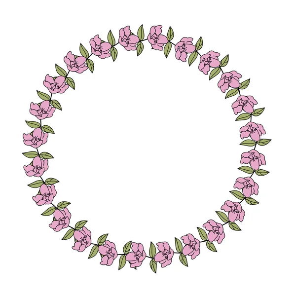 Cadre rond avec fleurs — Image vectorielle
