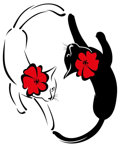 Czarne i białe koty — Wektor stockowy