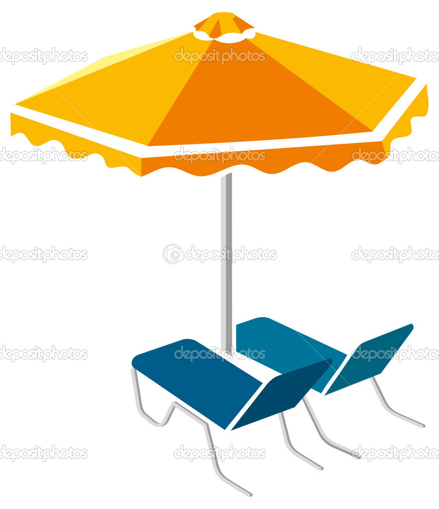 Sunbeds and umbrella