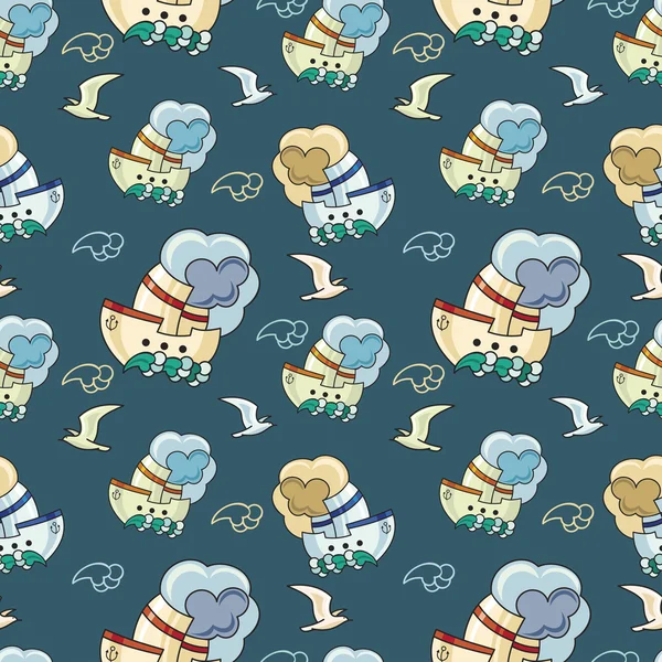 Seamless pattern with ships — Stok Vektör