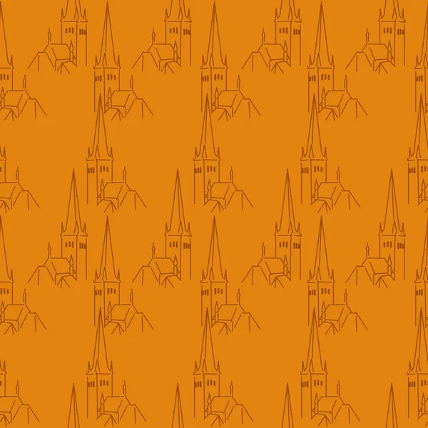 Seamless pattern with medieval church — Stock Vector