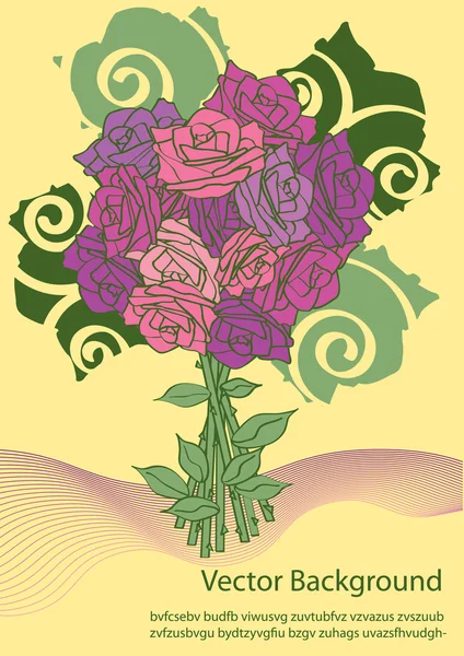 Complimentary card design with rose flowers and place for text — Stockvector