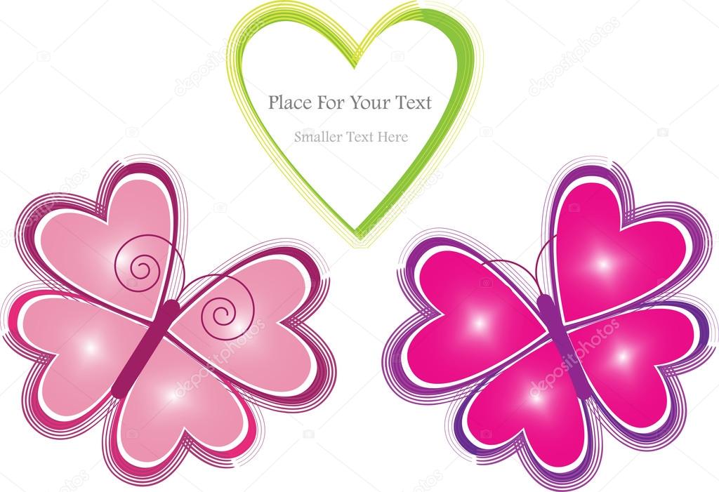 vector layout with pair of butterflies and heart
