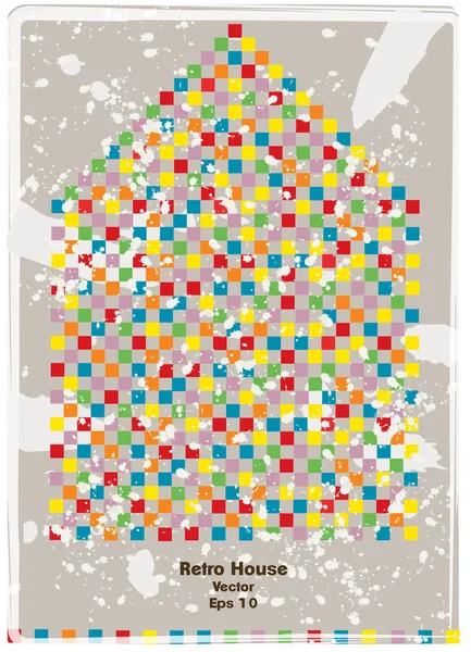 Haus aus kleinen bunten Quadraten — Stockvektor