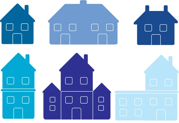 Concept vectoriel couleur avec différents bâtiments — Image vectorielle