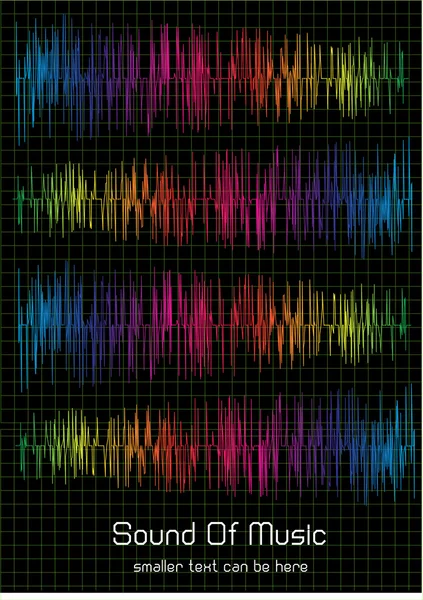 Technické provedení se zvukem hudebních křivek na monitoru — Stockový vektor