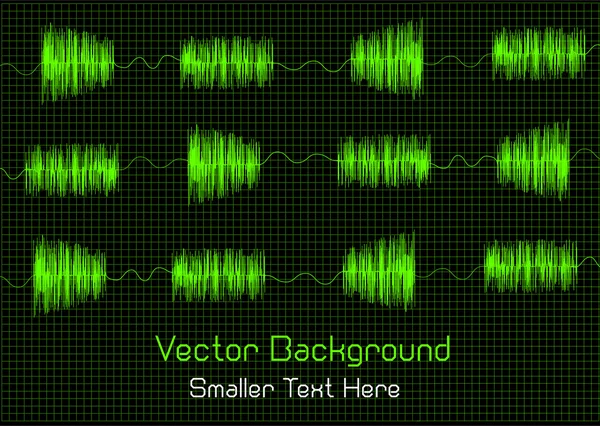 Concepto técnico con sonido de curvas musicales en monitor — Vector de stock