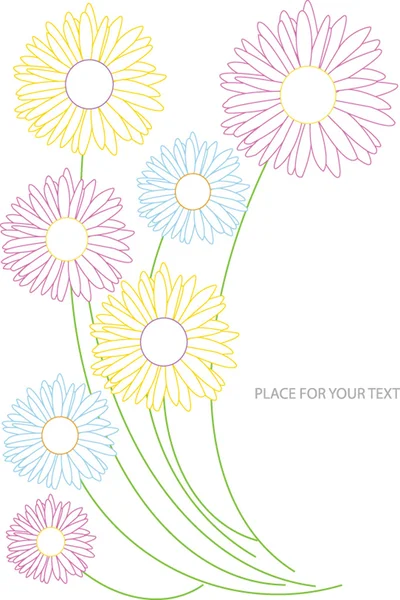 Design de quadro vetorial com flores e lugar para texto — Vetor de Stock