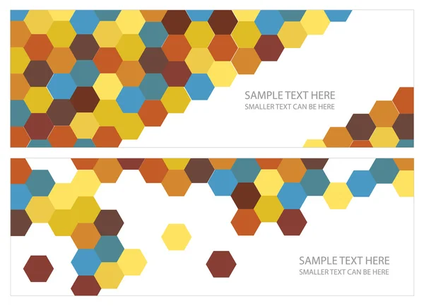 Dos diversos diseños de telón de fondo con peines hexagonales — Vector de stock