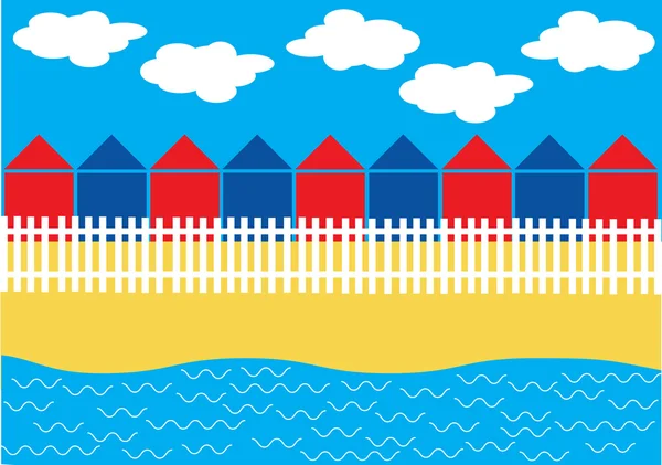 Retro illustratie van de zomer op het strand — Stockvector