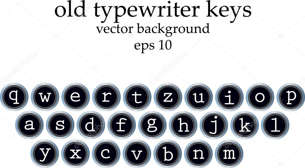 Set of old typewriter keys isolated on white background