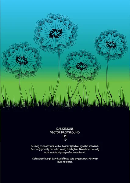 Abstract vector background with dandelion flowers and place for text — Stock Vector