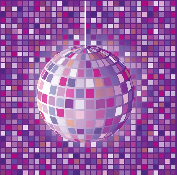 Retro disco ball isolated on tiles background — Stock Vector