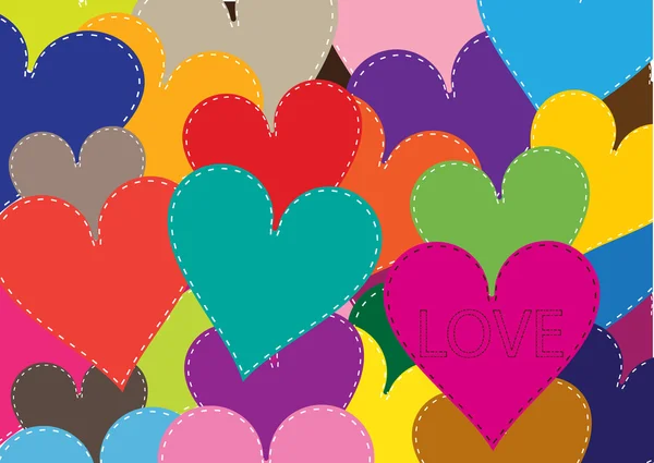 Concepto de San Valentín con corazones patchwork — Vector de stock