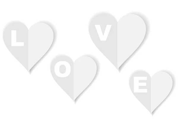 Concetto vettoriale con cuori di carta San Valentino — Vettoriale Stock