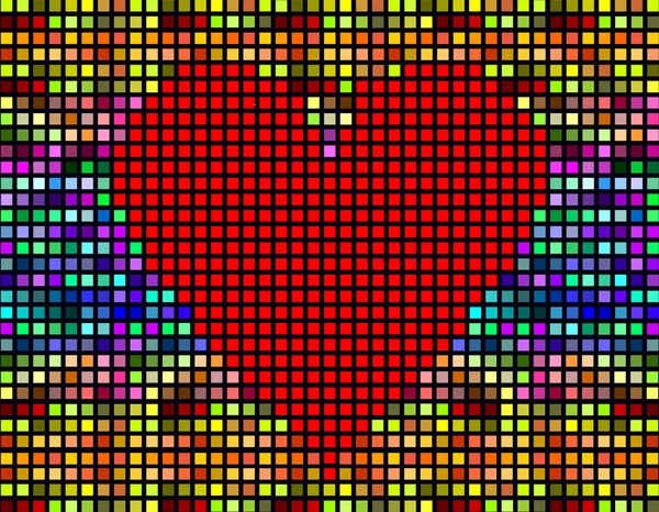 Abstract vector background with squares heart — Stock Vector