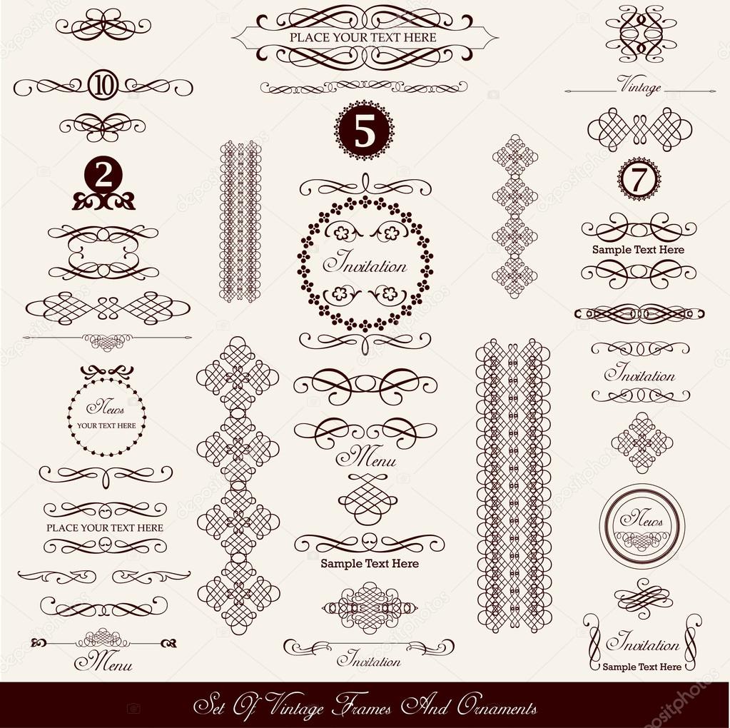 Set of decorative vintage elements