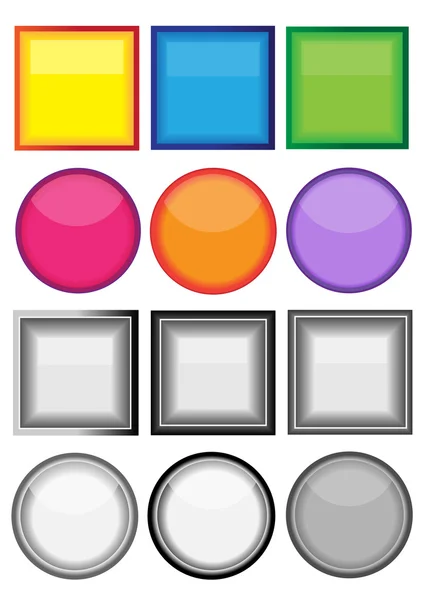 Ensemble d'étiquettes ou de boutons colorés modifiables isolés sur fond blanc — Image vectorielle