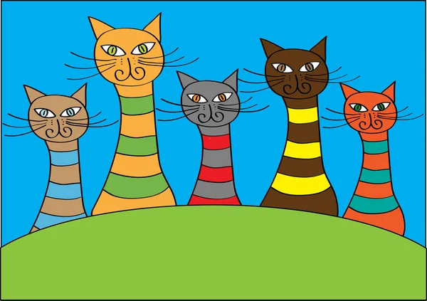 Divertido vector ilustración de dibujos animados gatos — Archivo Imágenes Vectoriales