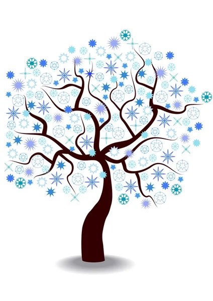 Vector illustration of winter tree — Stock Vector