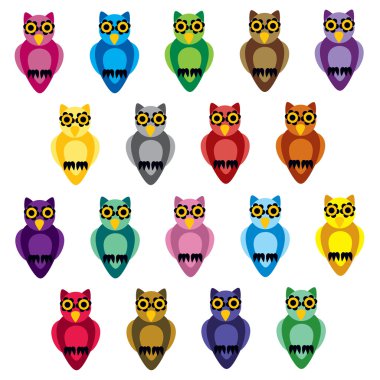 karikatür baykuş patchworkprint