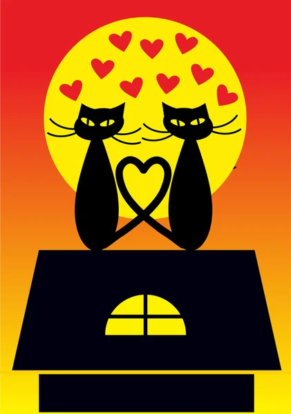 Par de gatos enamorados — Vector de stock