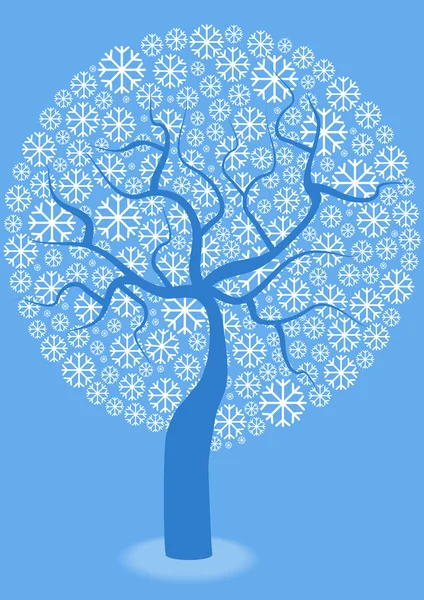 Tarjeta de Navidad con árbol de copos de nieve — Vector de stock
