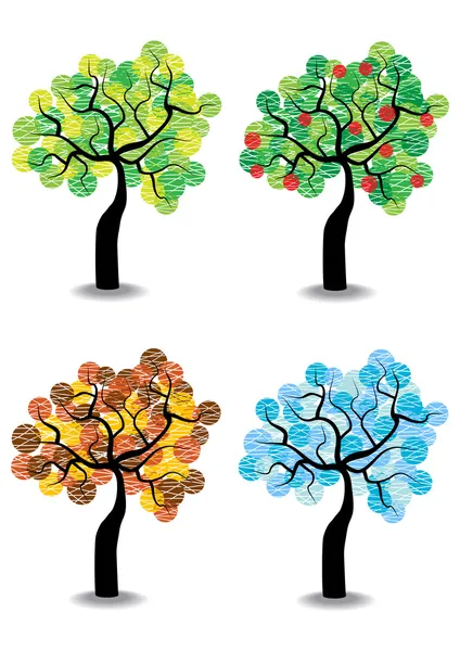 Four seasons trees — Stock Vector