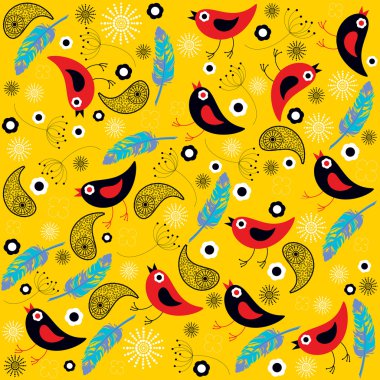 vintage kağıt tasarımı kuşlar ve süs eşyaları ile kaydırma