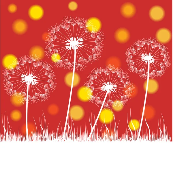 Color vector background with dandelions — Stock Vector