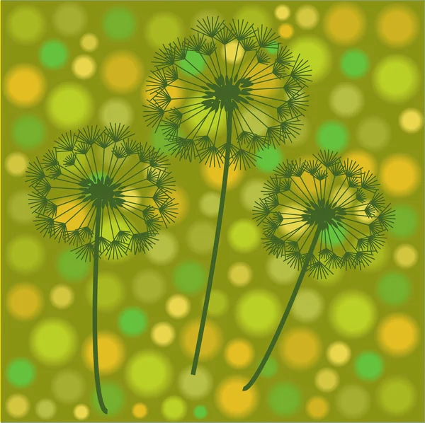 Vector background with blooming dandelions — Stock Vector
