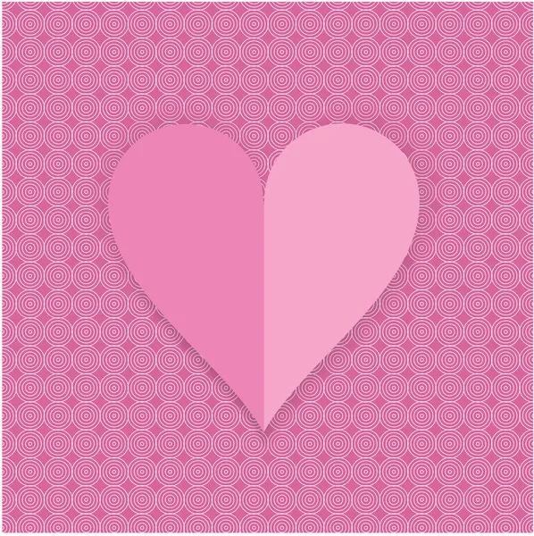 Vintage valentine background with pink paper heart isolated on wallpaper — Stock Vector