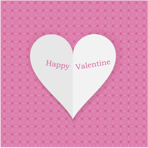 Vintage valentine background with pink paper heart isolated on wallpaper — Stock Vector