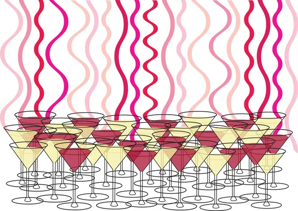ワインと紙吹雪のベクトルの背景 — ストックベクタ