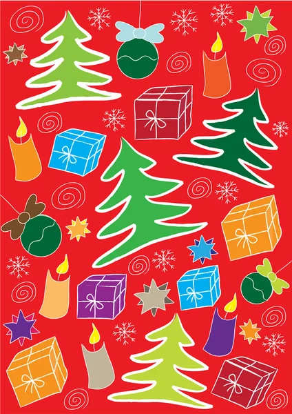 Färg vektor bakgrund med julen ikoner — Stock vektor