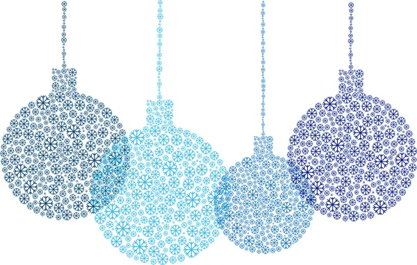 Feliz Navidad fondo con bolas de copos de nieve decorativos — Vector de stock