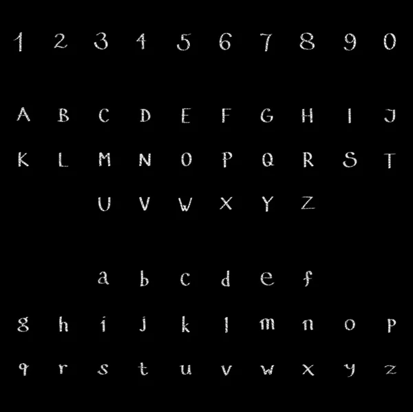 Набір мальованих літер і цифр — стоковий вектор
