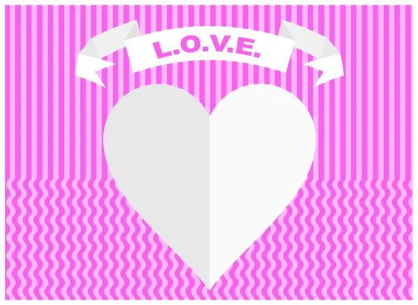 Fond vectoriel abstrait valentine avec coeur en papier — Image vectorielle