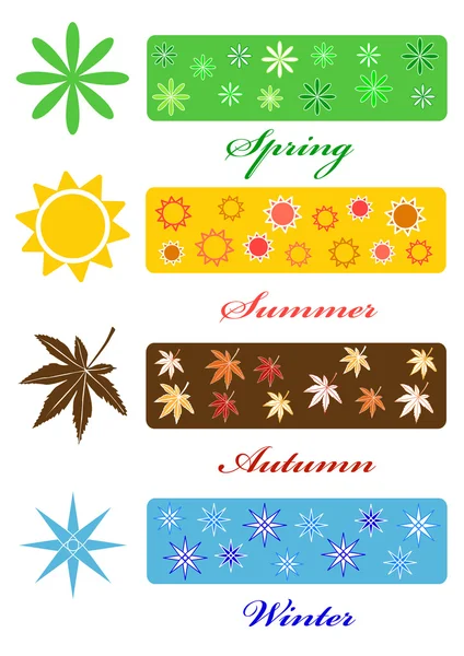 Set of four seasons labels — Stock Vector