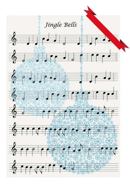 jingle bells notlar ve dekoratif kar taneleri balls Noel arka plan